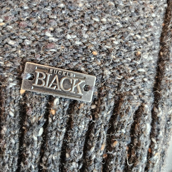 Buckle Black Mens Pull Over Faux Fur With Zip Textured Speckles Sweater Sz XL - Picture 7 of 14